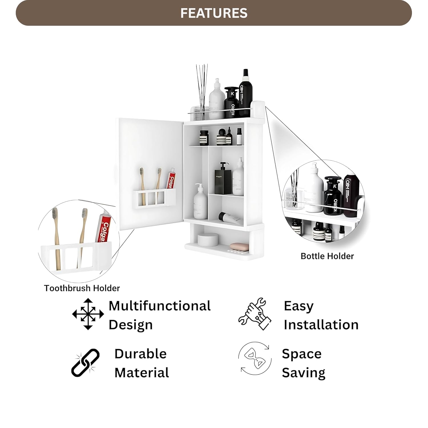 Unbreakable Wall Shelf with Mirror - Image 4