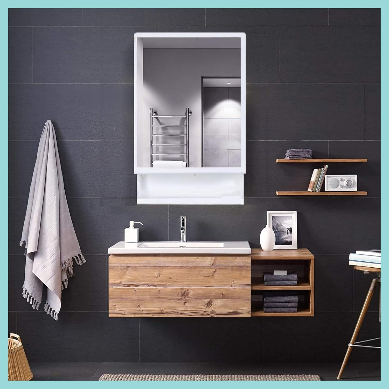 Unbreakable Wall Shelf with Mirror