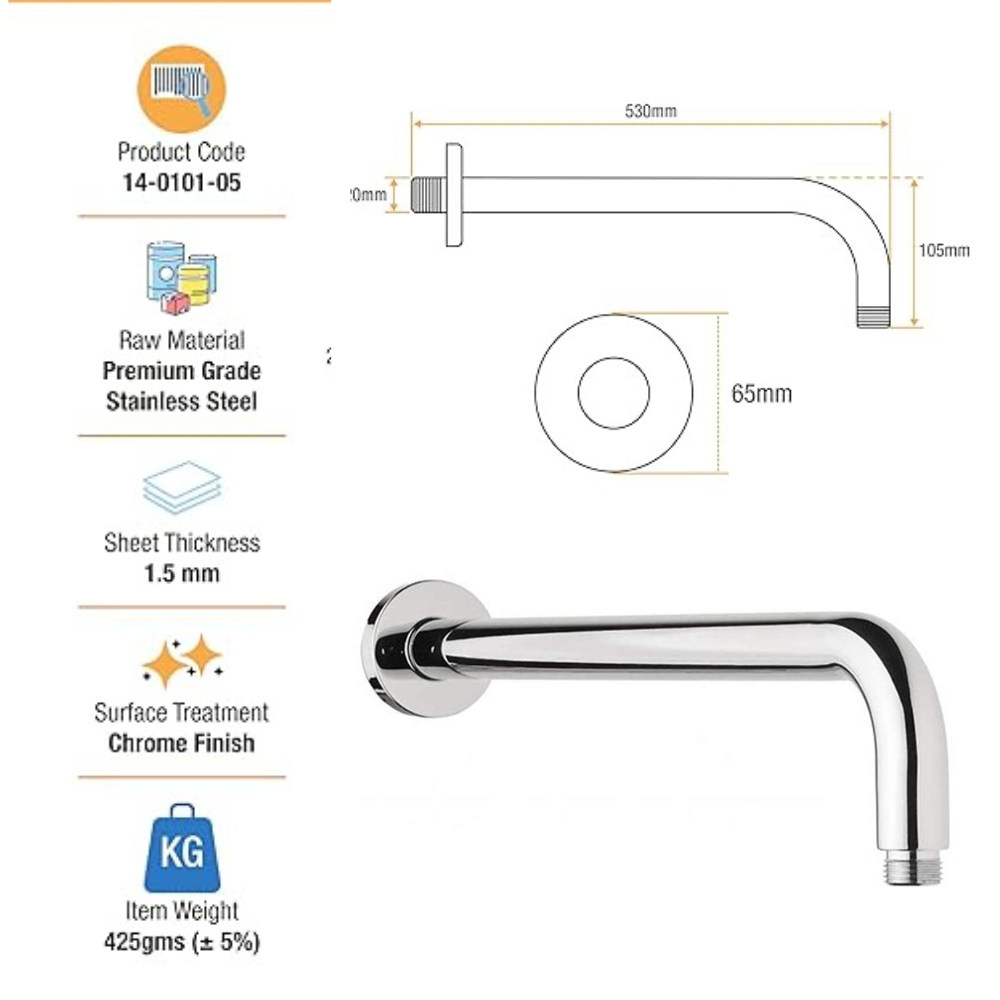 Round Shower Arm - Image 4
