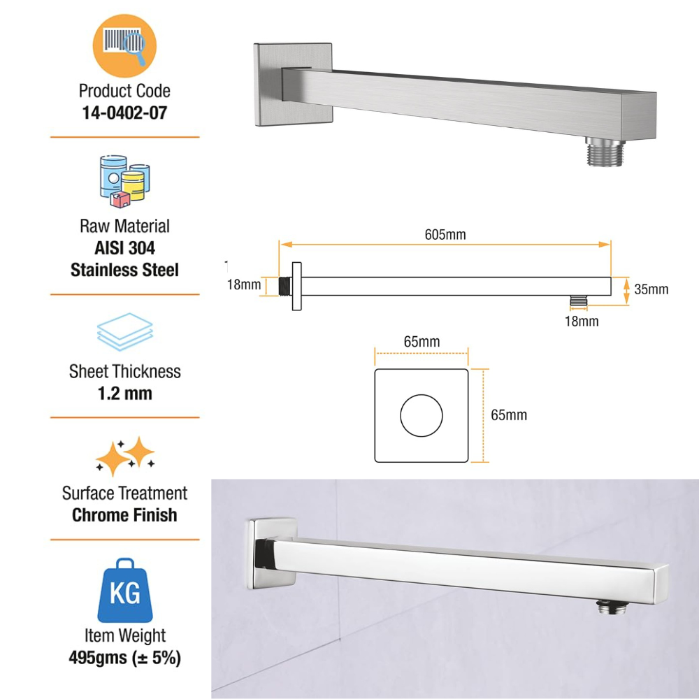 Square Shower Arm - Image 4
